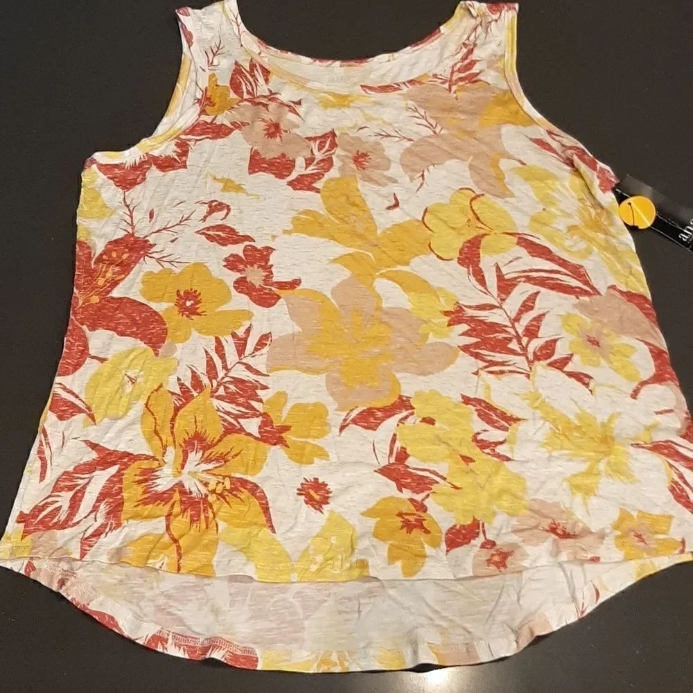 NWT a.n.a Yellow and Pinkish Red Floral Large Tank Top